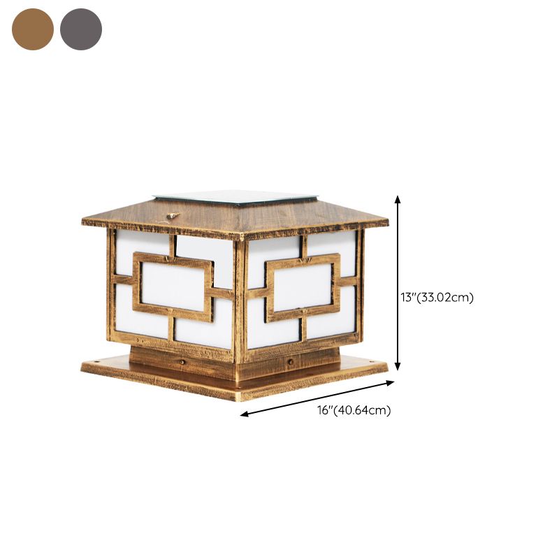 Rectangle Shape Metal Outdoor Lamp Modern Style 1 Light Solar Pillar Lights