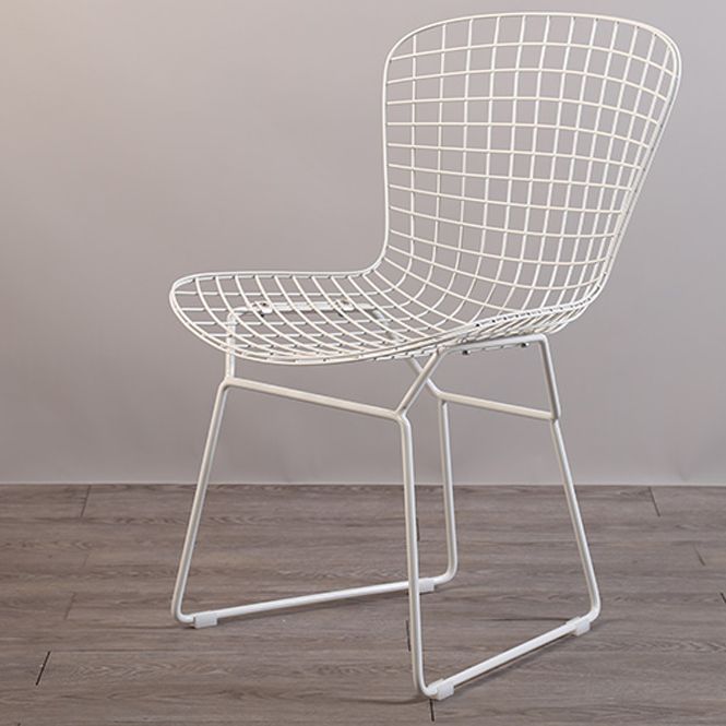 Sillas sin brazos de comedor de metal contemporáneo, respaldo abierto, silla lateral para uso doméstico