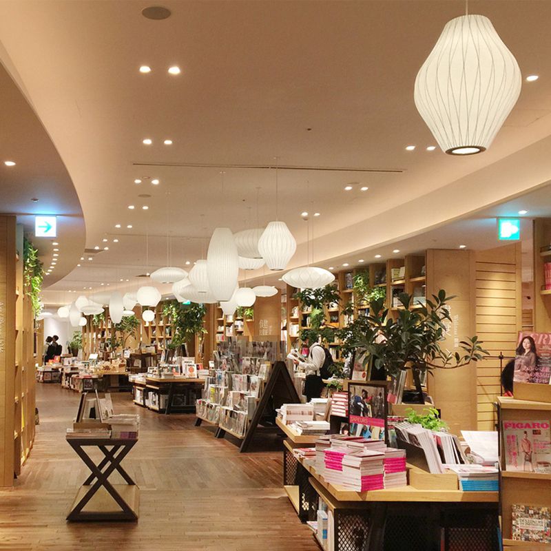 Silk geometrica Luce a pendente a pendente Minimalista Bianca a 1 testa Luce sospesa per il ristorante