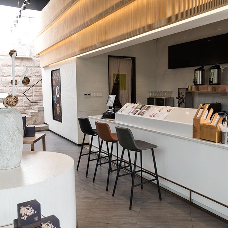 Industrial Style Barstool Indoor Black 4 Legs Bar Stool for Coffee Shop