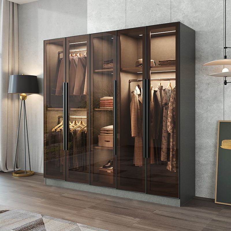 Modern Storage Cabinet with Glass Door Mirrored Finish Cabinet