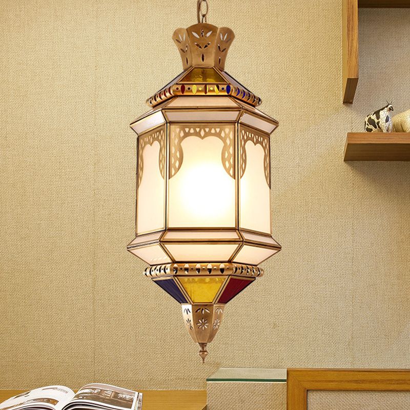 Messing lantaarn hangende lamp traditie metaal 1 lamp eetkamer plafond hanglampje