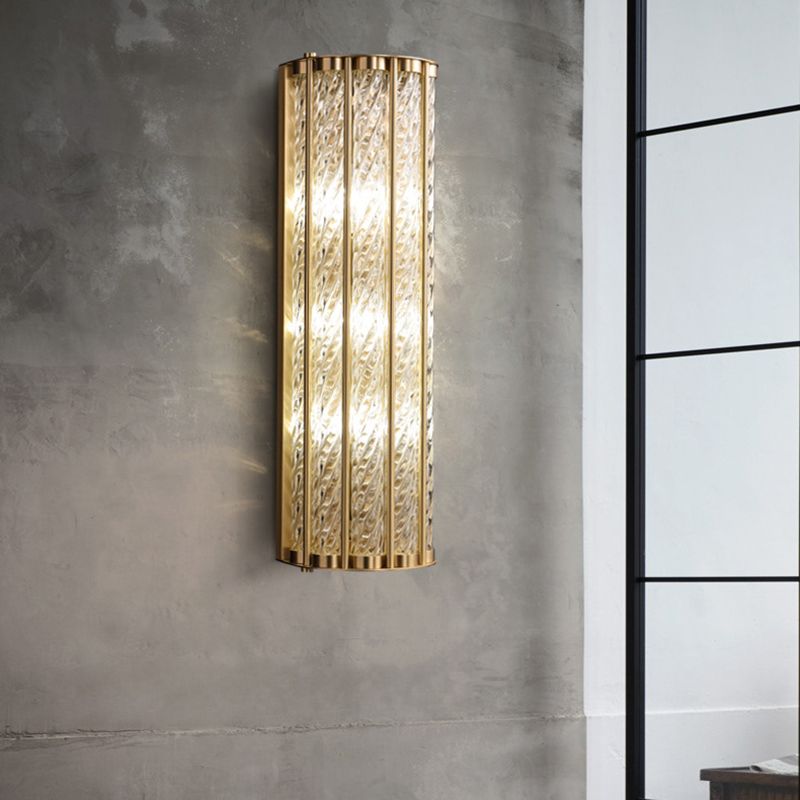 2 - Light Solid Brass Wall Mount Clear Glass Shade Contemporary Wall Light