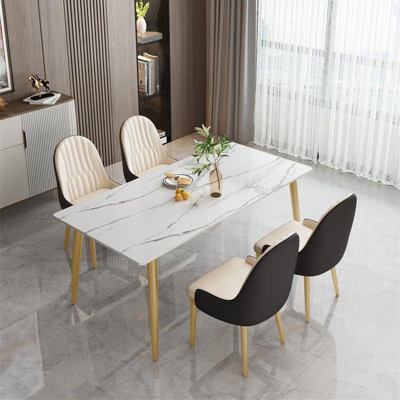 Contemporary Rectangle Dining Site Table Stone Furniture with 4 Legs