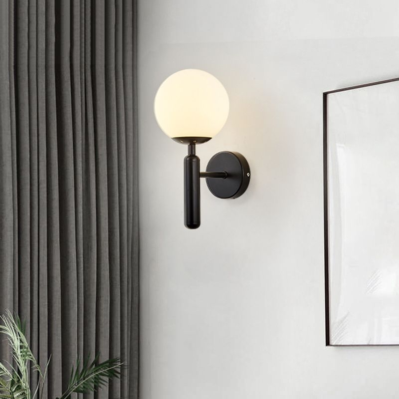 Modern Metal Wall Sconce Ball Shape Vanity Light with Glass Shade for Bathroom