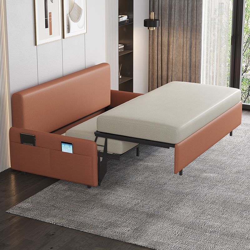 38.58" W Contemporary Faux Leather Armless Sofa Bed for Living Room