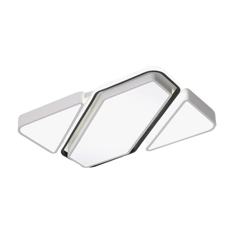 Splice rectangulaire LED encastré plafonnier moderne métal blanc salon plafond encastré avec diffuseur acrylique 25.5 "/ 37.5" W