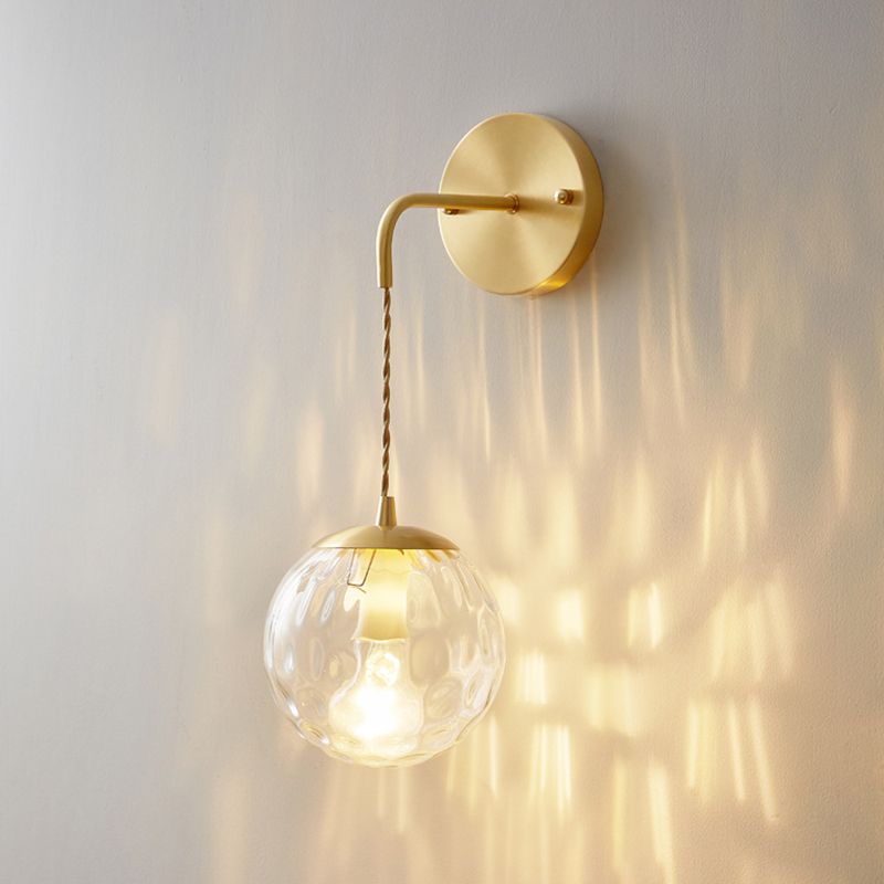 Industrial Style 1 Light Wall Light Geometric Shade Glass Wall Light Sconce in Brass