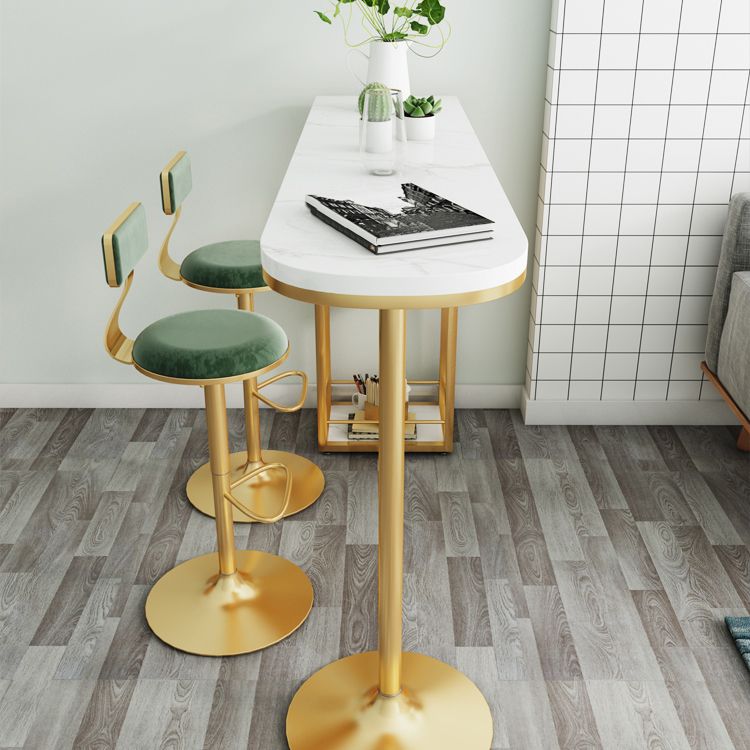 Mesa de barra de cóctel de doble pedestal almacenamiento glamoroso de contabilidad ovalada mesa de pub, solo mesa