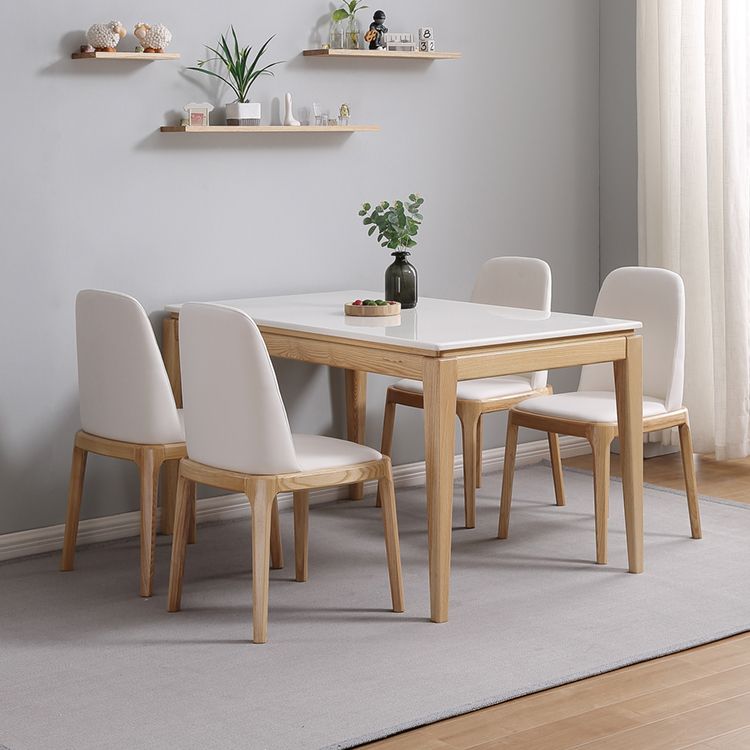 Table à manger rectangulaire du milieu du siècle, table en marbre avec base à 4 pieds pour la maison