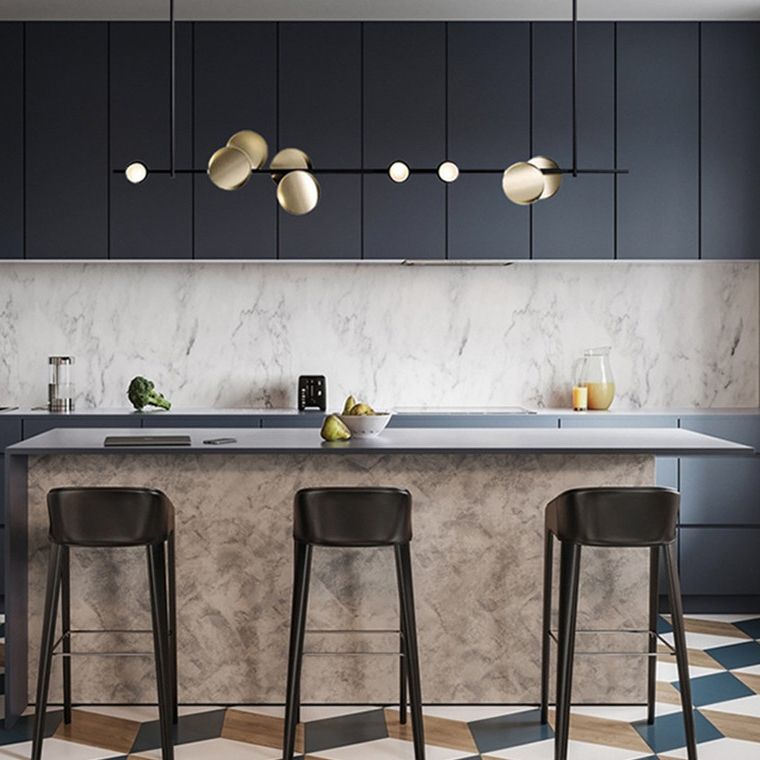 Modern Style Linear Hanging Pendant Lights Metal 9 Light Pendant Light Fixtures