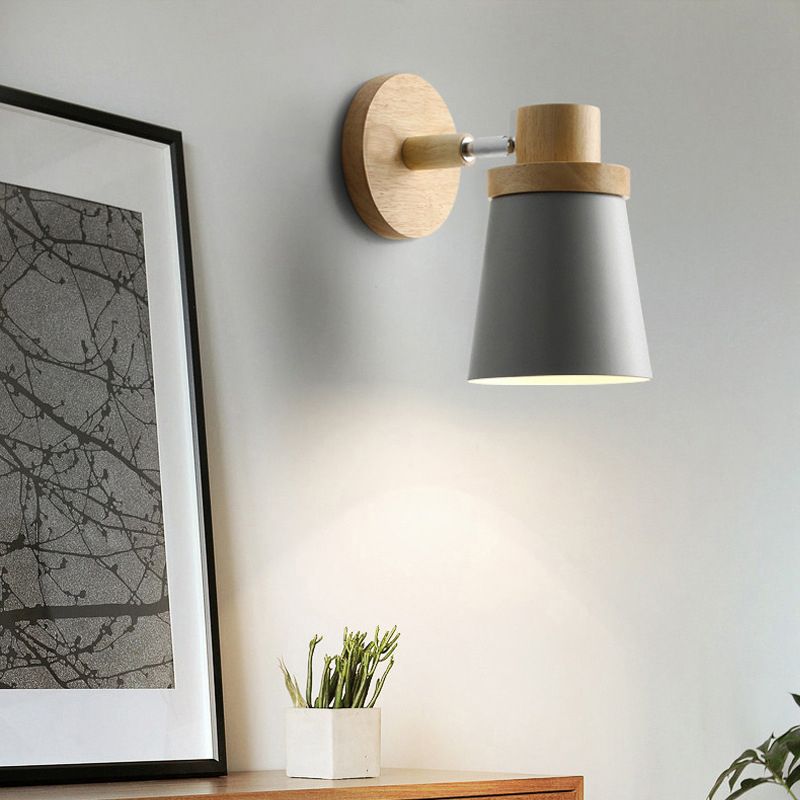 Modern Style Geometric Wall Sconces Wood 1 Light Wall Mount Light Fixture