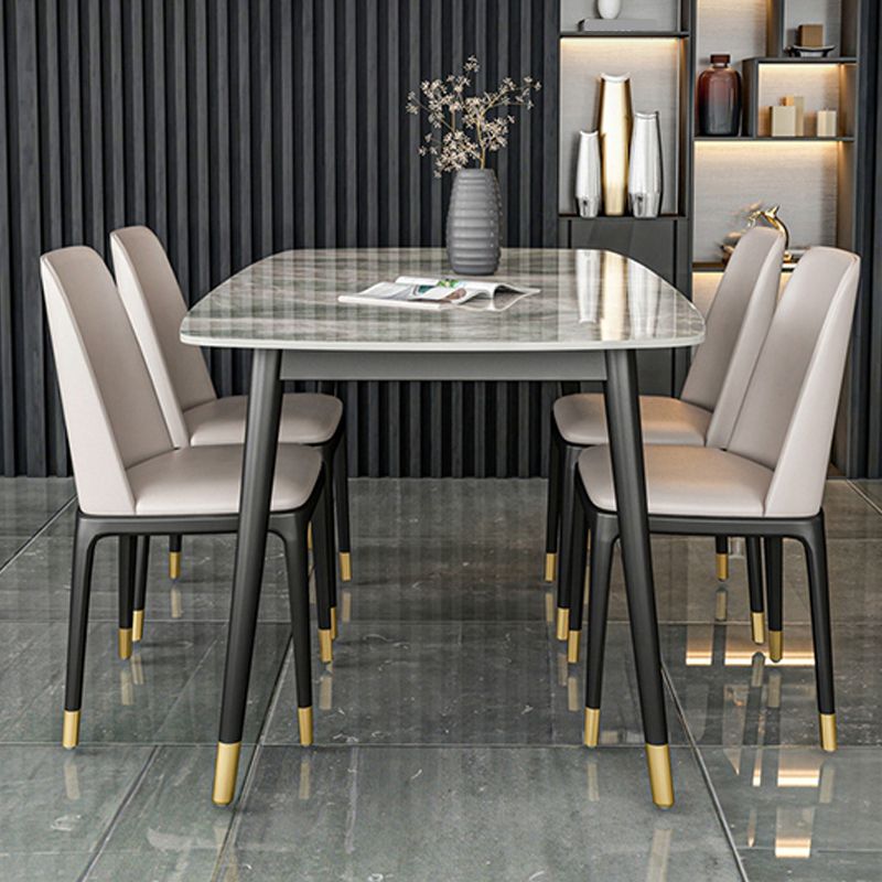 Industrial Dining Rectangle Table Sintered Stone Table with Metal Legs for Home