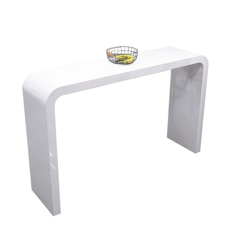 White Colour Bar Wine Table Wooden Counter Wine Table with Double Pedestal Base