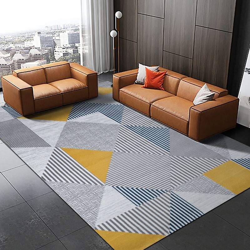 Multi-Color Geometrical Print Rug Polypropylene Modernism Carpet Machine Washable Non-Slip Backing Stain Resistant Rug for Great Room