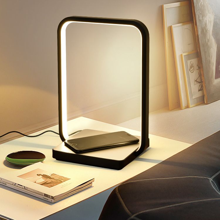 Linear 1 Light Nightstand Lamp Contemporary Metal Night Table Lamps for Bedroom