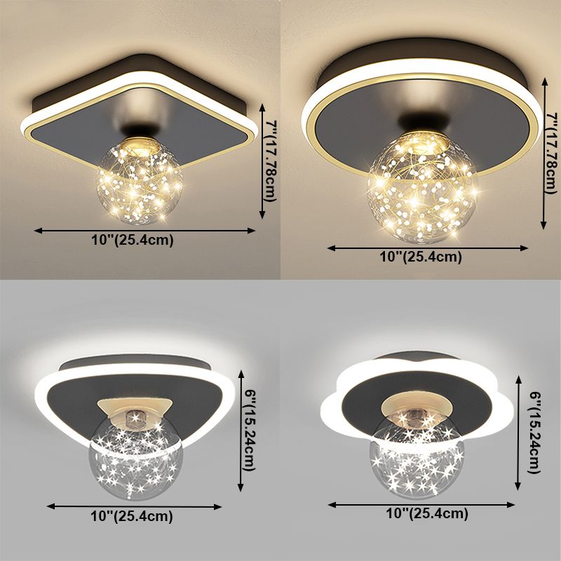 Geometry Shape LED Sky Star Ceiling Lamp Modern Iron 2 Lights Flush Mount for Bedroom