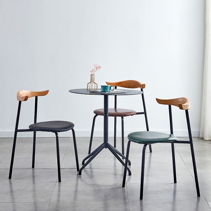Chaises sans bras de salle à manger contemporaines en métal, chaise latérale de salle à manger à dossier ouvert pour restaurant