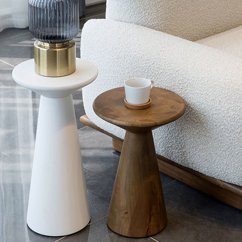 Round Rubberwood End Table Pedestal Side Table for Living Room