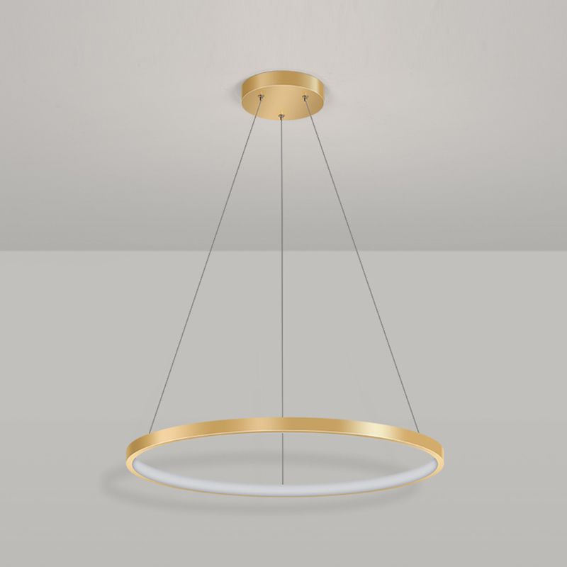 Circle Metal Pendant Light Fixture Modern Style Single Light Hanging Light Fixture in Gold