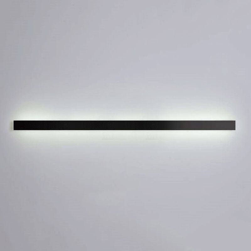 Linear Shape Metal Wall Light Modern Style 1 Light Wall Mounted Light in Black