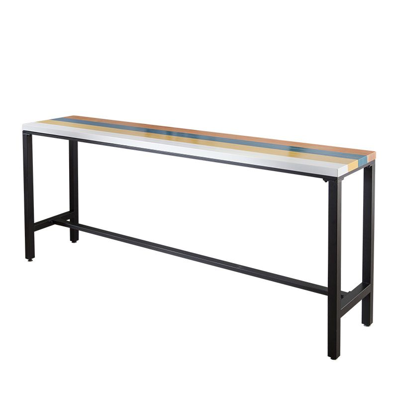 Rectangle Colorful Top Counter Table Metal Black Legs 42-inch Height Industrial Bar Table