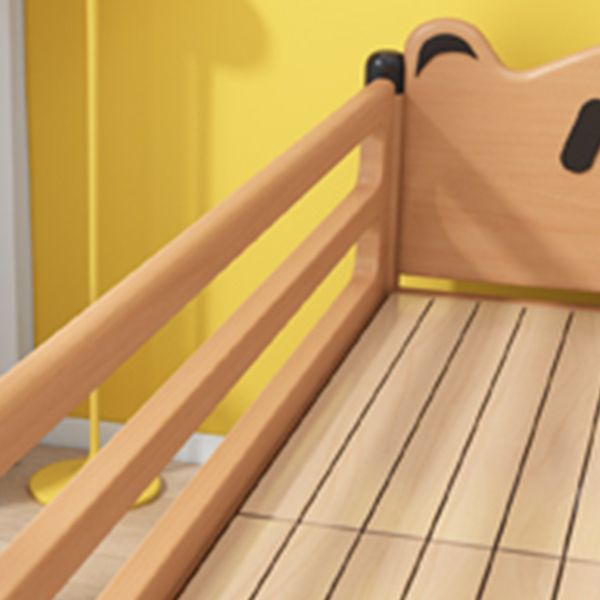 Glam Style Solid Wood Nursery Bed in Nature with Safety Guardrail