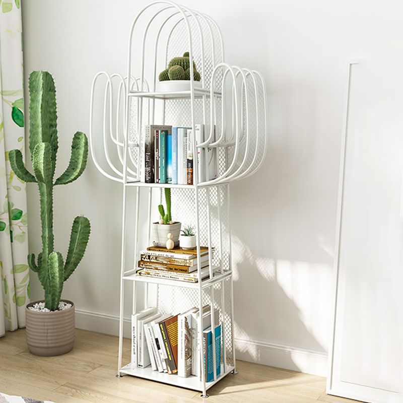 Glam Style Metal Bookshelf 4-shelf Closed Back Bookcase for Home