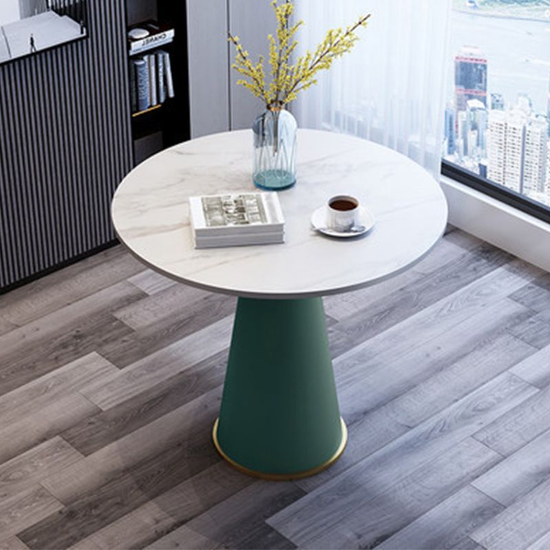 Modern Style Single Leg Base Solid Color Round Top Slate Coffee Table
