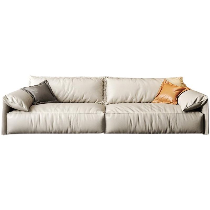 Leather Square Arm Loveseat Standard Loose Back Settee Furniture