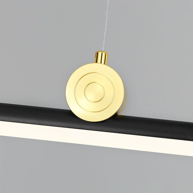 Black Aluminum Island Lamp Modern Linear Restaurant Pendant Light with Acrylic Shade