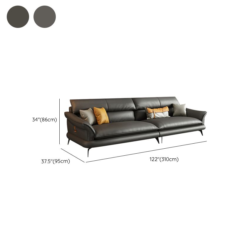 Modern Pillowed Back Cushions Black Sectional Flared Arm Chesterfield Sectional