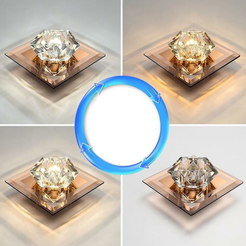 Artistic Gemstone Shaped Flush Light Crystal Corridor LED Flush Ceiling Light Fixture