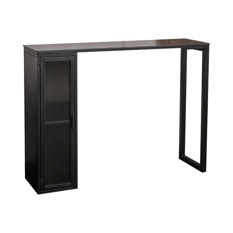 Bar Height Pub Table Modern Marble Rectangle Storage Indoor Counter Wine Table