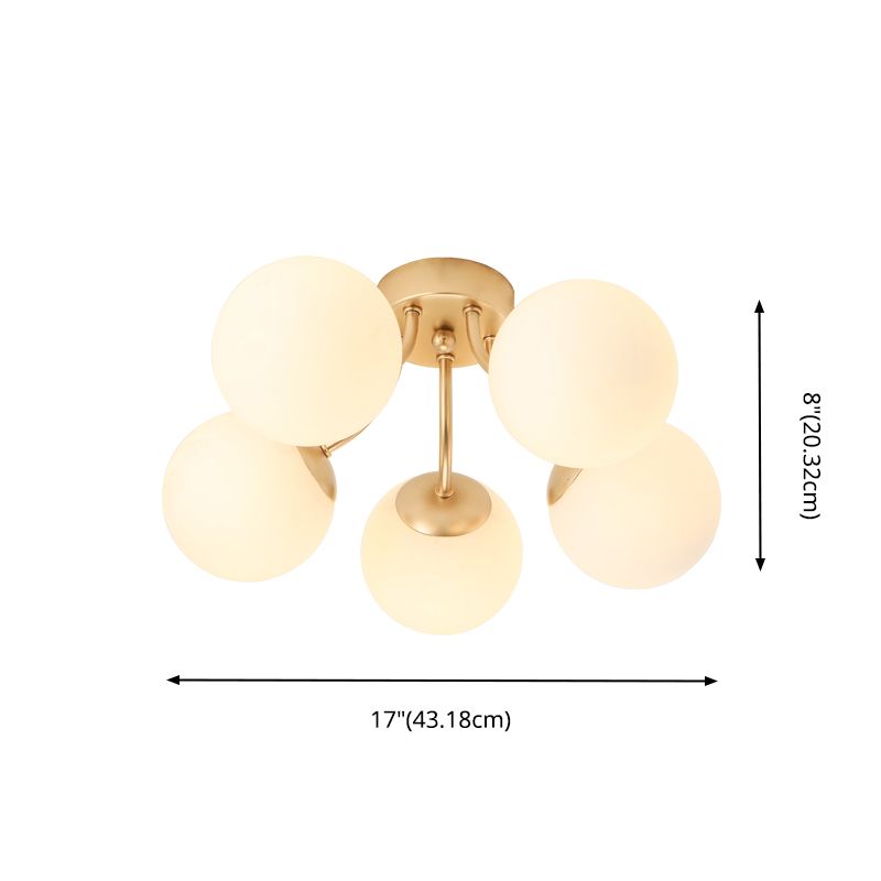 Nordic Modern Minimalist Glass Flush Mount Lamp with Glass Shade for Living Room