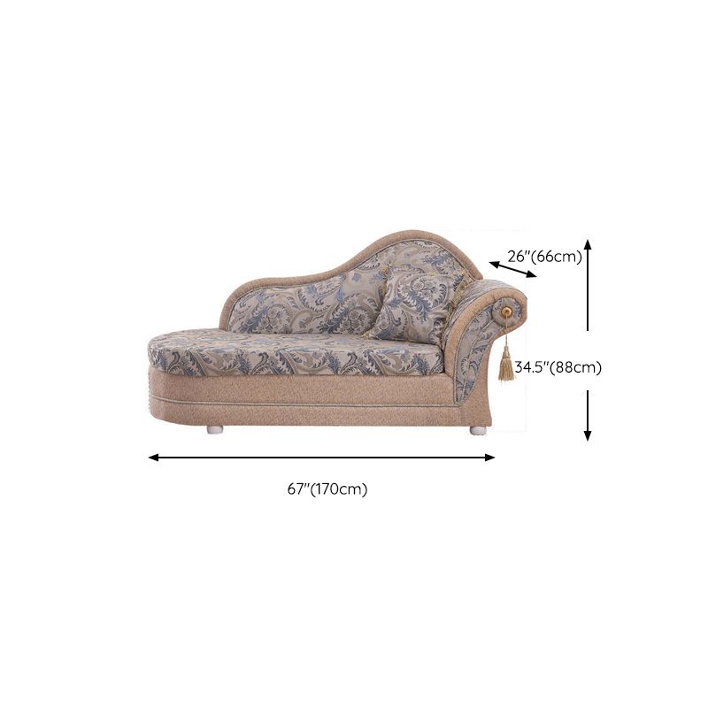 Bohemian Damask Flared Arms Chaise Lounge with Cushioned for Bedroom and Living Room