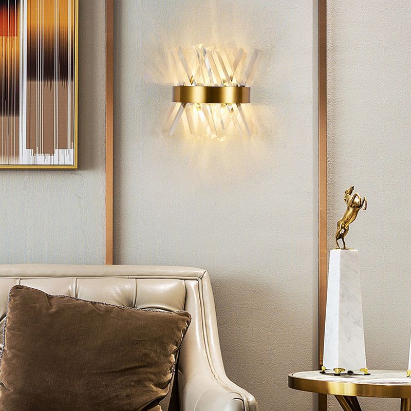 Geometric Shape Crystal Wall Light Modern Style 2 Lights Wall Light Sconce in Gold