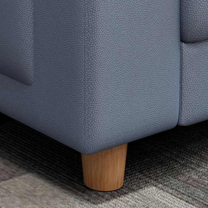 Scandinavian Blue Faux Leather Pillow Top Arm Sofa/Sectionals with Wear-Resistant