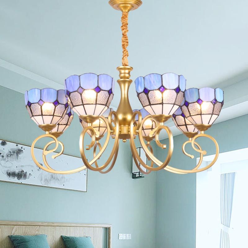 Bol lustre éclairage baroque tachée d'art tachée 8 lumières