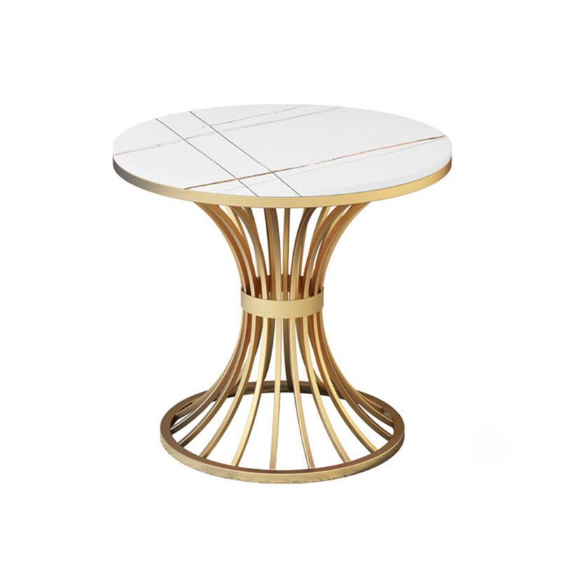 Metal Traditional Luxury Round Table Sintered Stone Indoor Table with Pedestal Base