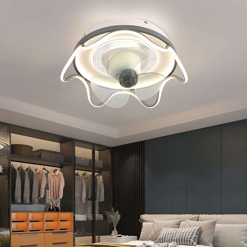 Rotatable-Head Ceiling Fan Lamp Frequency Conversion Modern LED Semi Flush Mount Light