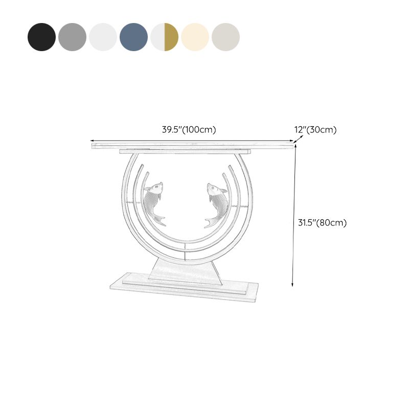 31.5" H Modern Console Accent Table Antique Finish Half Moon Console