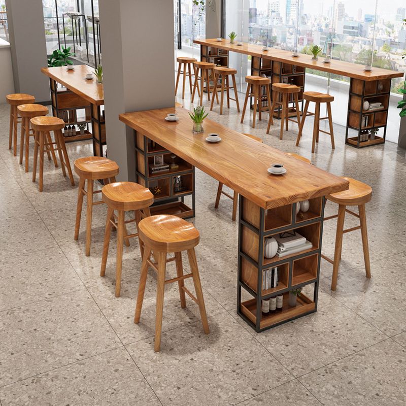 Contemporary Rectangle Bar Table Set 1/2/4/7 Pcs Solid Wood Bar Table and Bar Stools