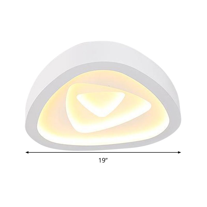 Nordic Style Triangle Ceiling Flush Light 16.5" 19"/20.5" W Acrylic White LED Indoor Lighting in Warm/White/Remote Control Stepless Dimming