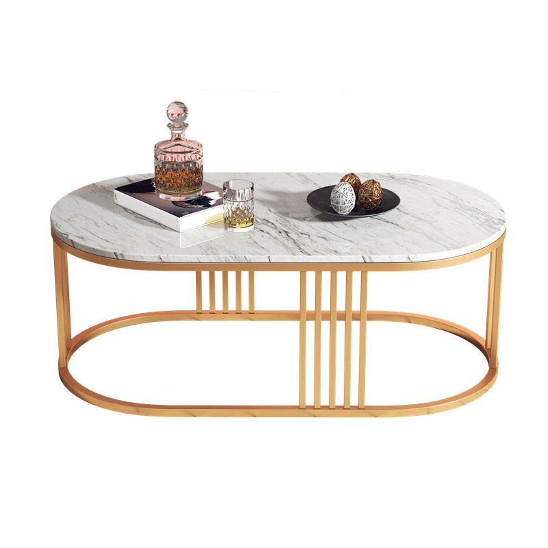White Marble Top Coffee Table Gold Frame Coffee Cocktail Table