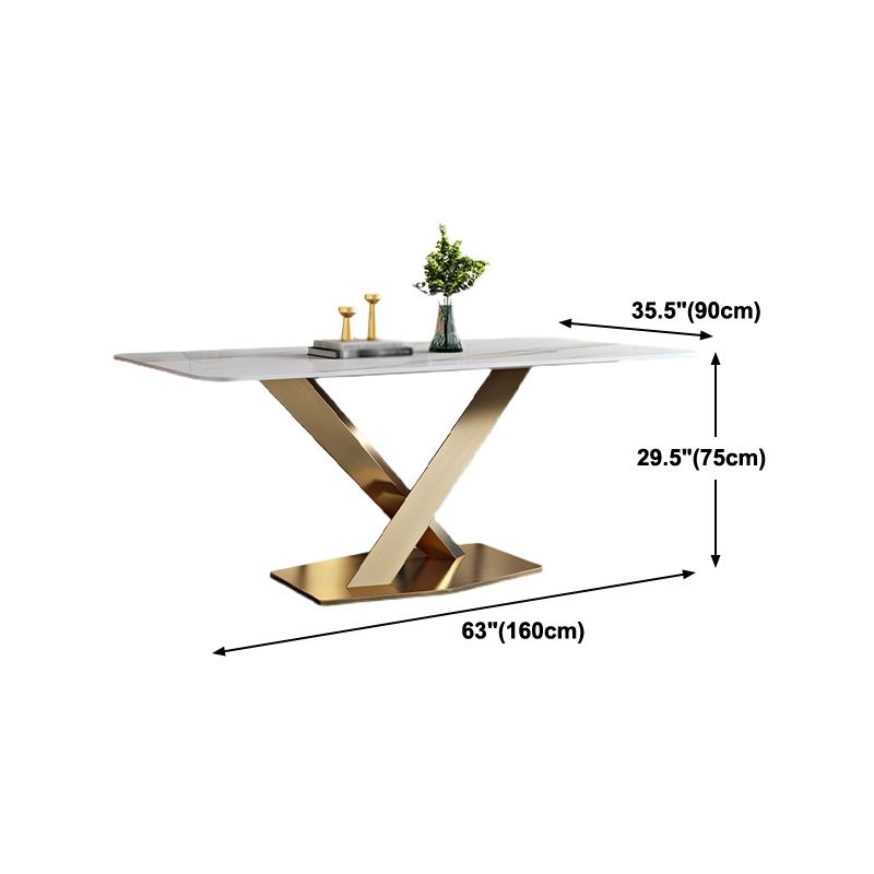 Traditionele luxe rechthoekige eettafel stenen meubilair met voetstuk