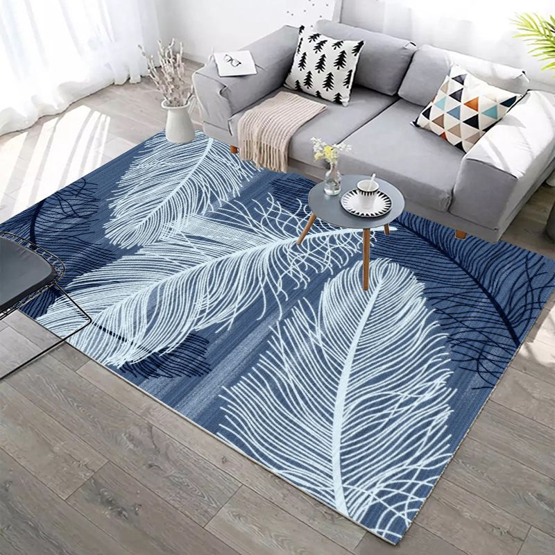 Multi-Color Simplicity Area Rug Stylish Feather Pattern Carpet Polyester Anti-Slip Backing Carpet for Living Room