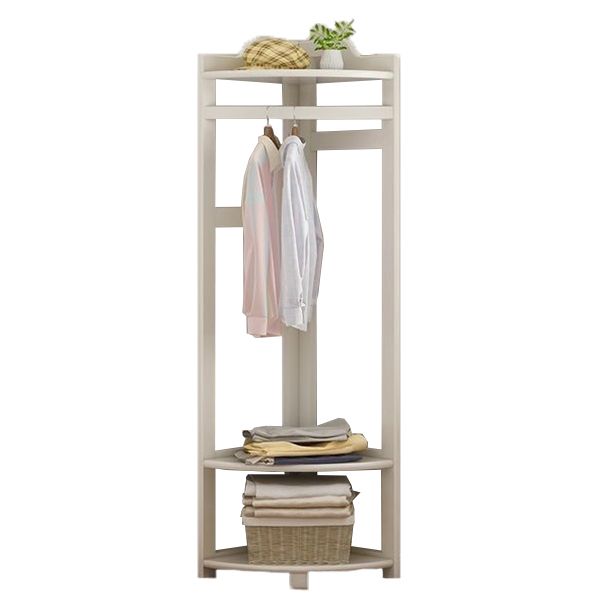 Wooden Coat Rack Two Storage Shelves and Hanging Rail Hall Stand Coat Rack