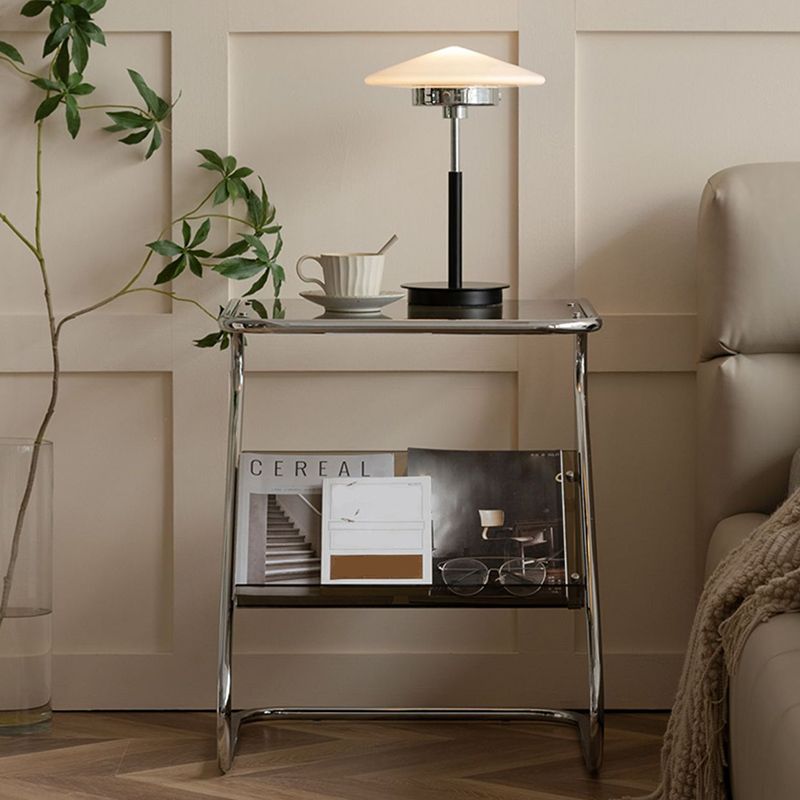 Abstract End Table Contemporary Style 23.62-inch Glass Top Side Table
