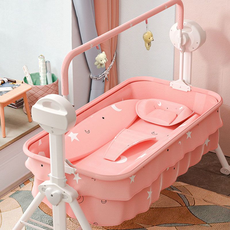 Contemporary Square Bassinet Metal Cradle with Stand for Newborn